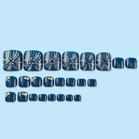 Vibrant Fireworks Blue Toe Nails 24pcs/Set