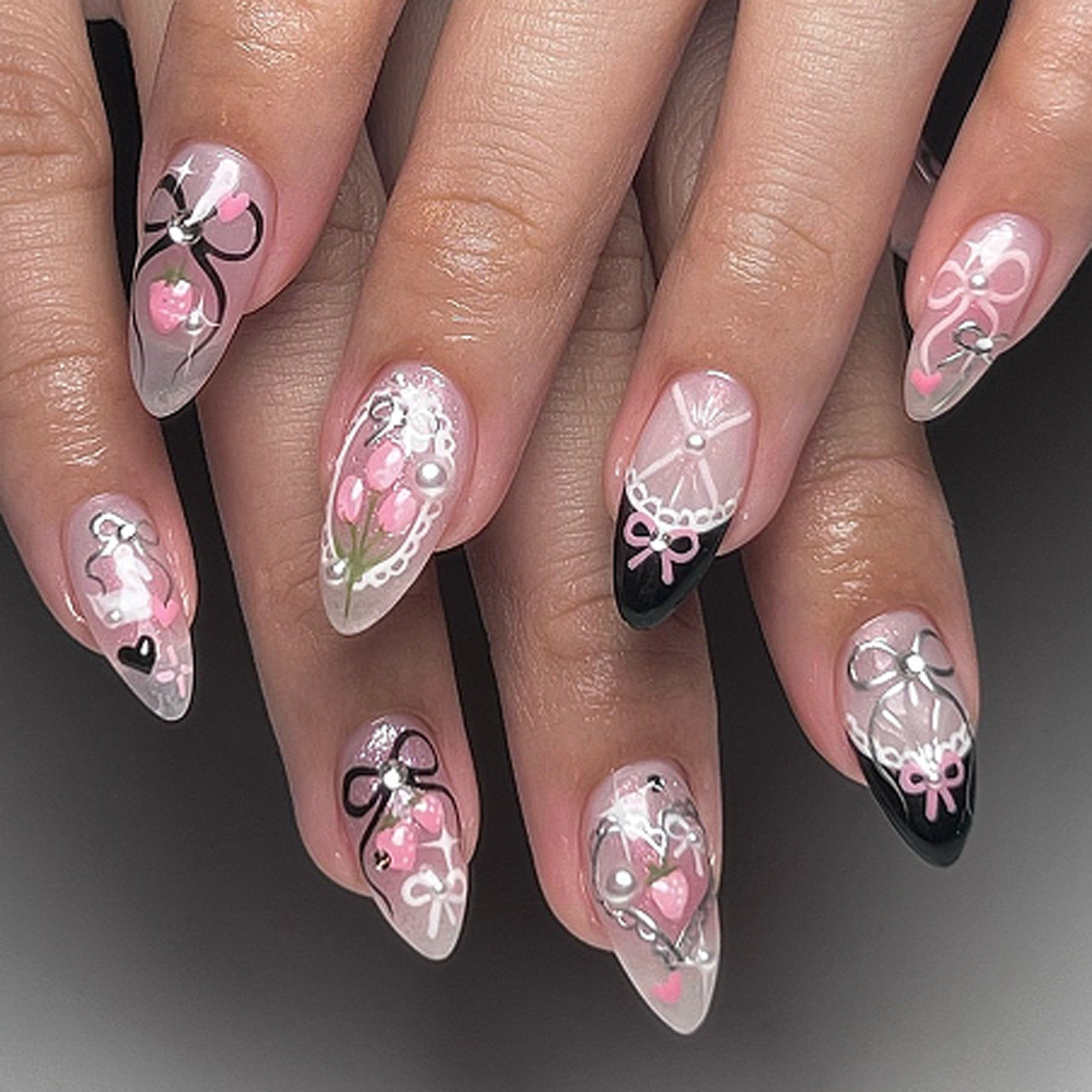 No.ET3 Flower Cute Rabbit Fingernails Patch 24pcs/Set