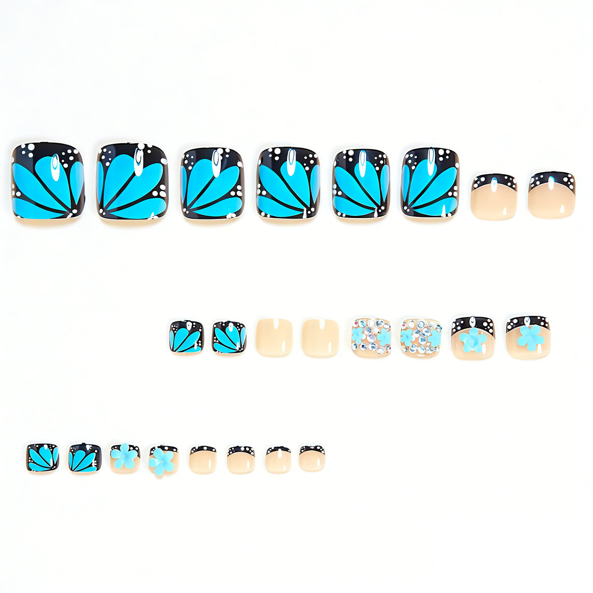 No.739 Blue Butterfly Toenails Patch 24pcs/Set