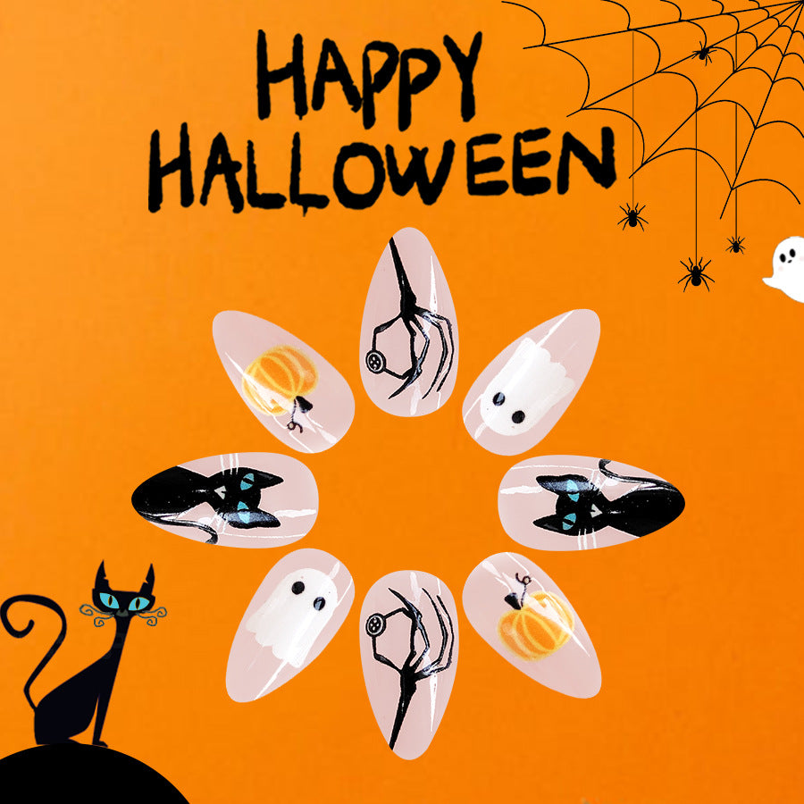 No.AW62 Halloween Pumpkin Fingernails Patch 24pcs/Set