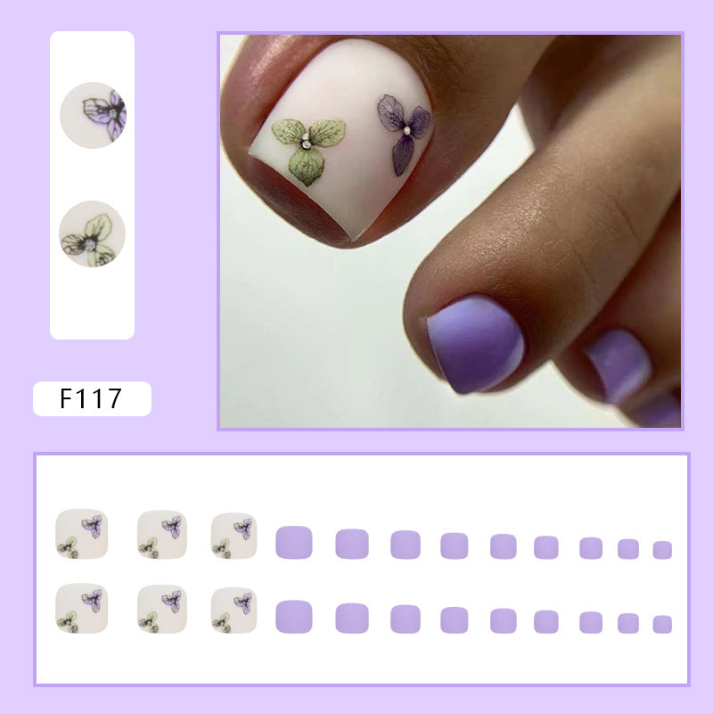 No.238 Frosted Purple Retro Floral Toenails Patch 24pcs/Set