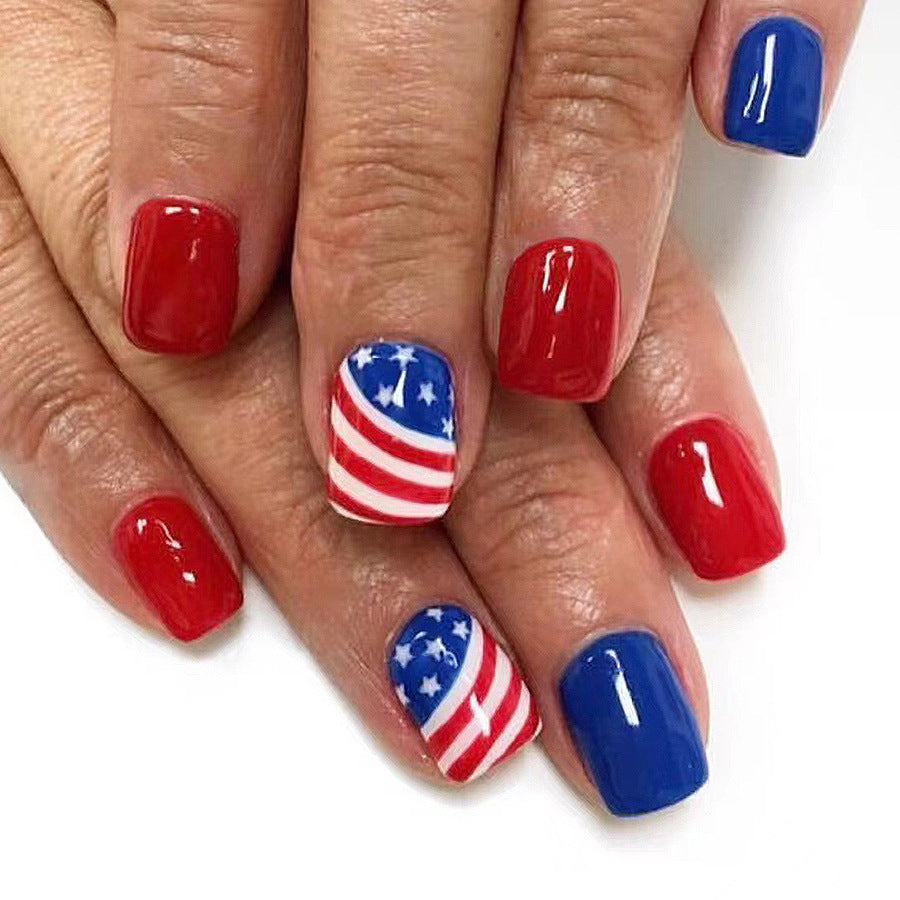 No.JNU34 Blue Stripe Fingernails Patch 24pcs/Set