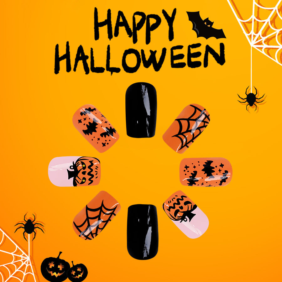 No.AW137 Halloween Pumpkin Bat Fingernails Patch 24pcs/Set