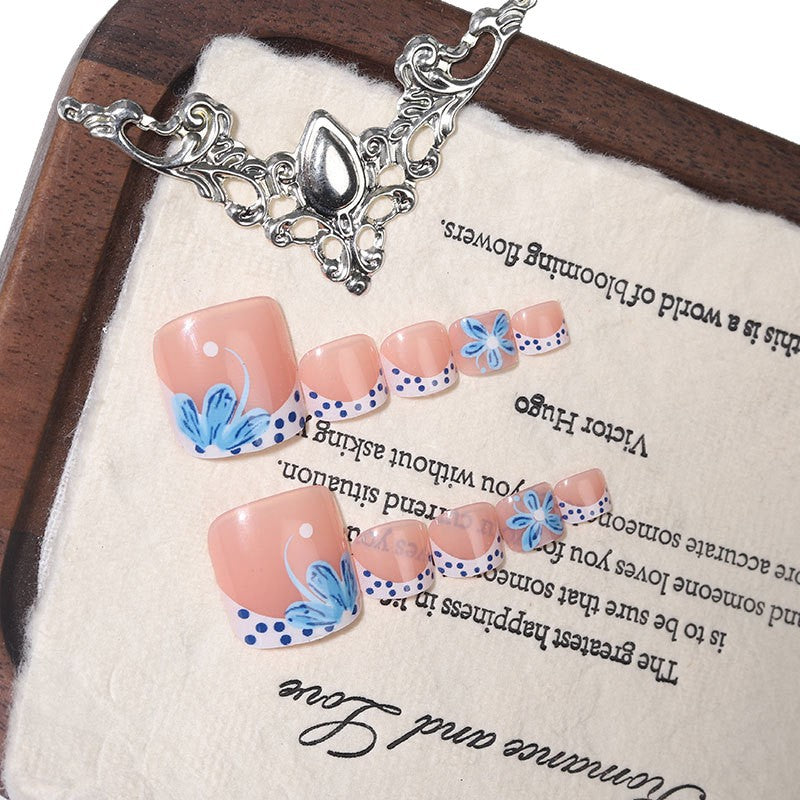 No.720 Blue Print Toenails Patch 24pcs/Set