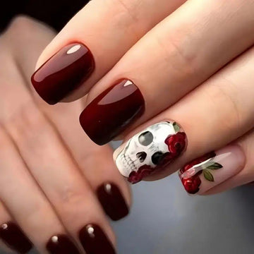 No.AW111 Halloween  Wine Red Fingernails Patch 24pcs/Set