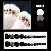 No.23 Black Cute Glitter Press on Toenail Patch 24pcs/Set