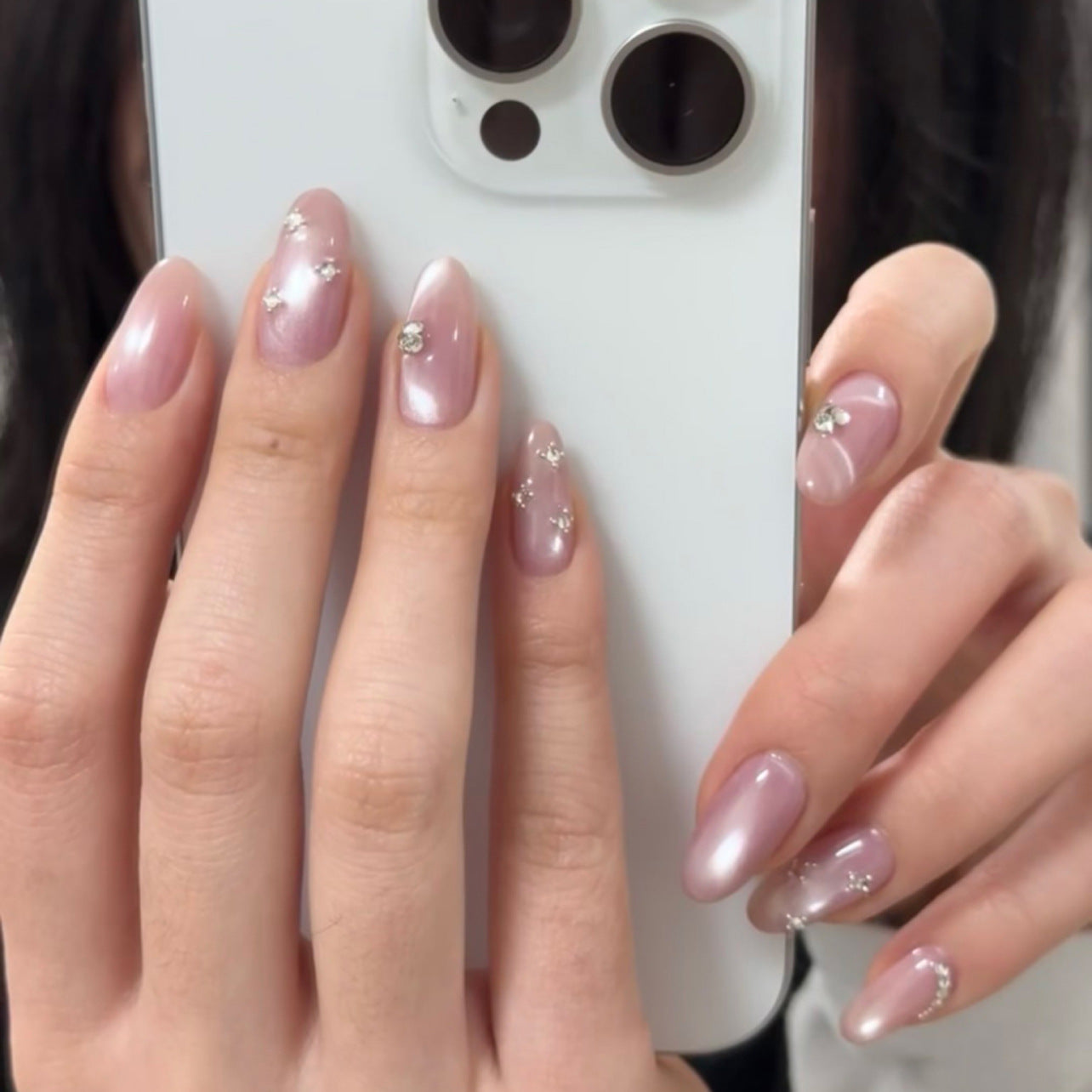 No.F810 Pink Cat's Eye Fingernails Patch 24pcs/Set