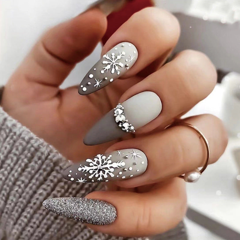 No.CM3 Christmas Snowflake Rhinestones Fingernails Patch 24pcs/Set