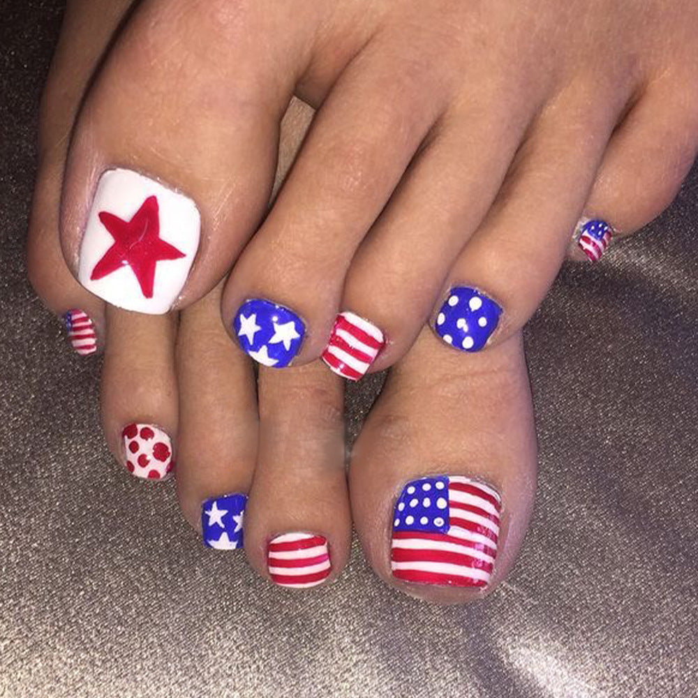 No.JNU18 4th of July Stars Toenails Patch – 24pcs