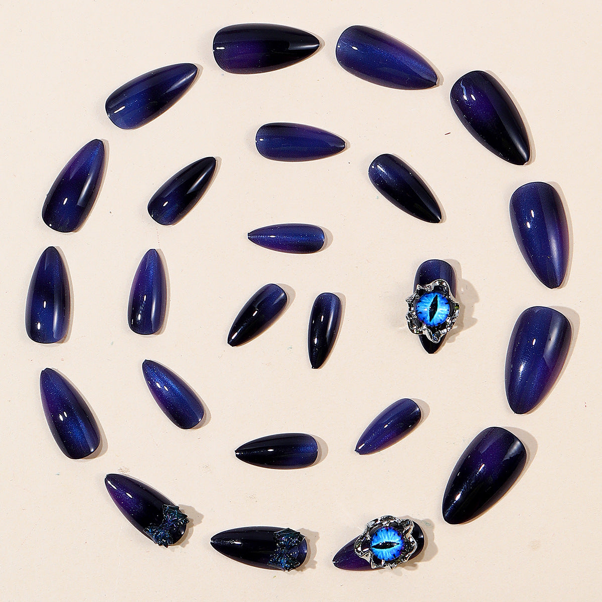 No.AW180 Halloween Blue Cat's Eye Fingernails Patch 24pcs/Set