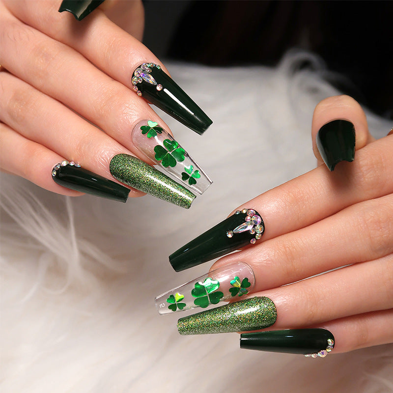 No.F198 Green Fingernails Patch 24pcs/Set