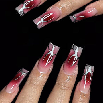 No.AW87 Halloween Red Fingernails Patch 24pcs/Set