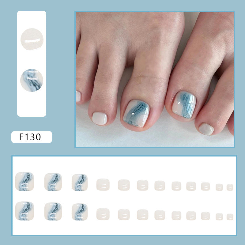 No.261 Blue & White Fresh Toenails Patch 24pcs/Set