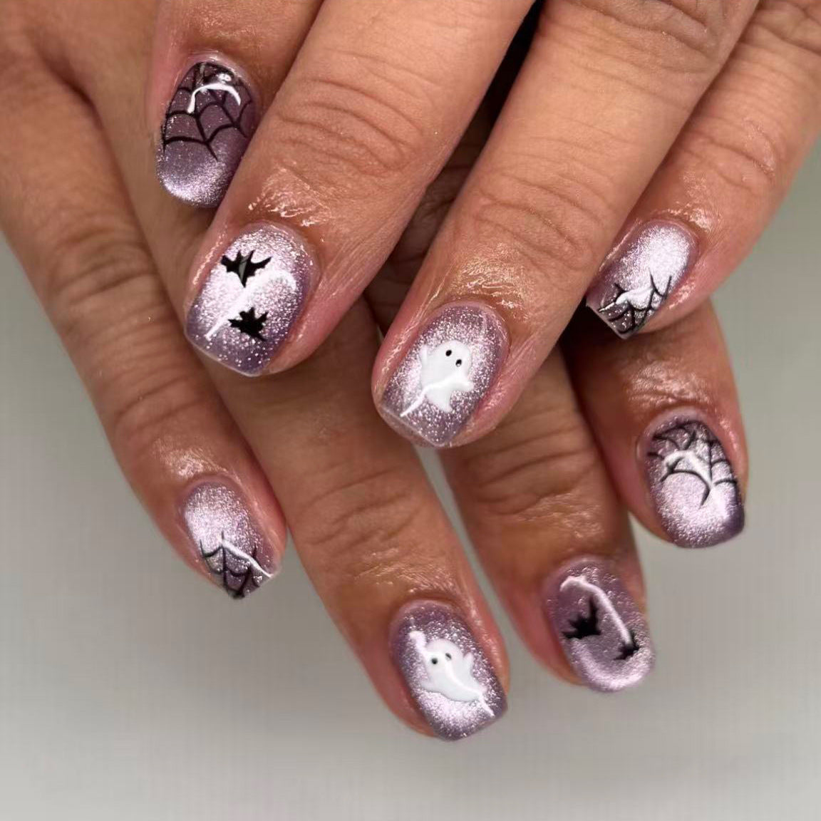 No.AW213 Halloween Purple Cat's Eye Fingernails Patch 24pcs/Set