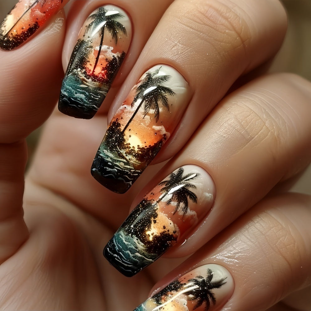No.BH17 Coconut Trees Fingernails Patch 24pcs/Set
