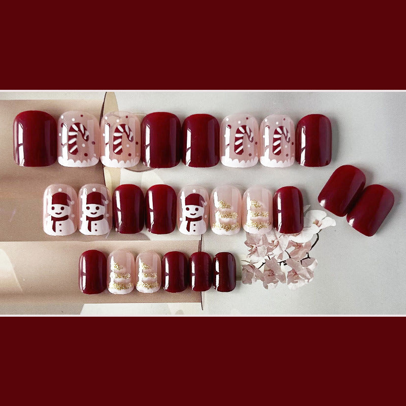 No.CM33 Christmas Red Fingernails Patch 24pcs/Set