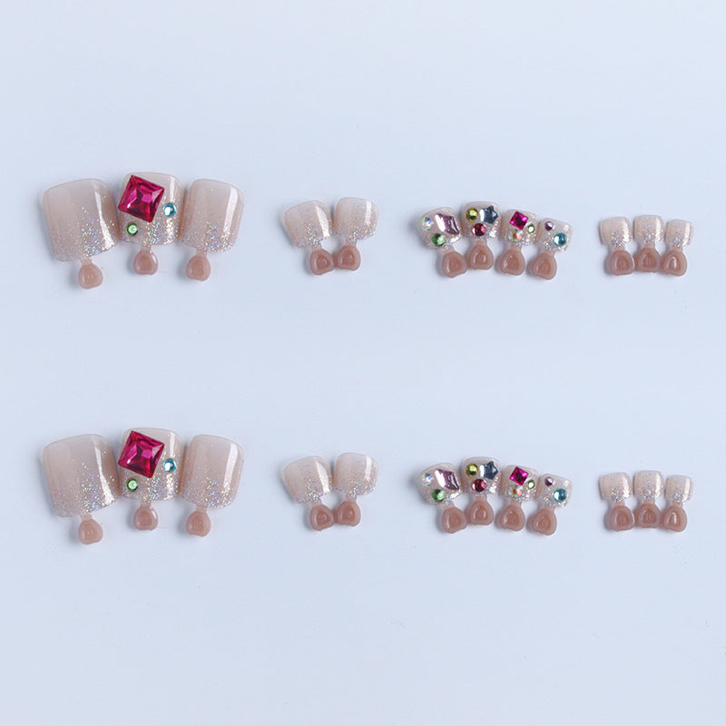 No.72 Summer Candy Rhinestone Toe Nails 24pcs/Set
