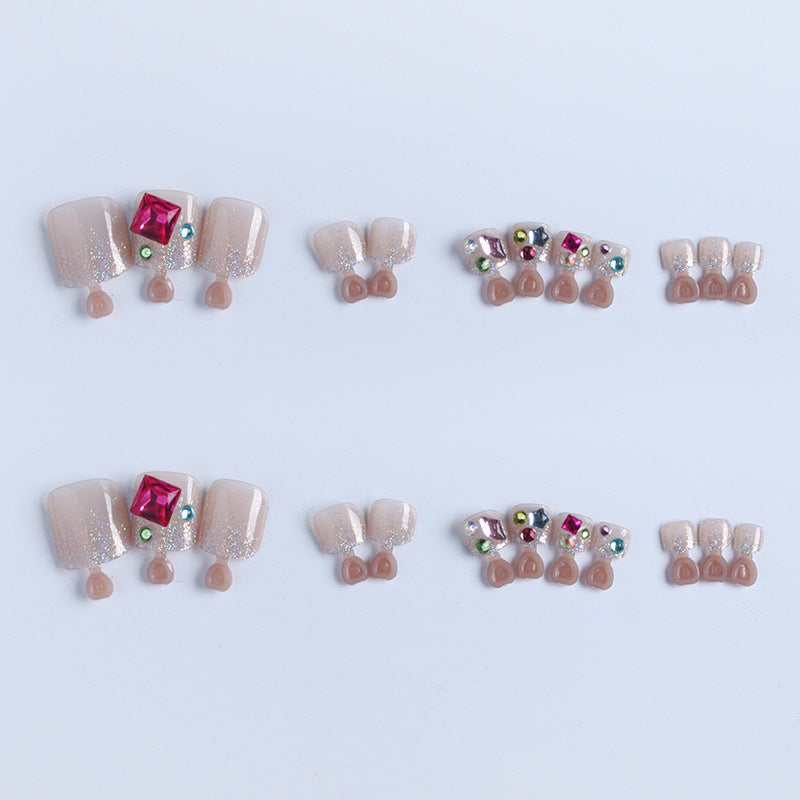 Summer Candy Rhinestone Toe Nails 24pcs/Set