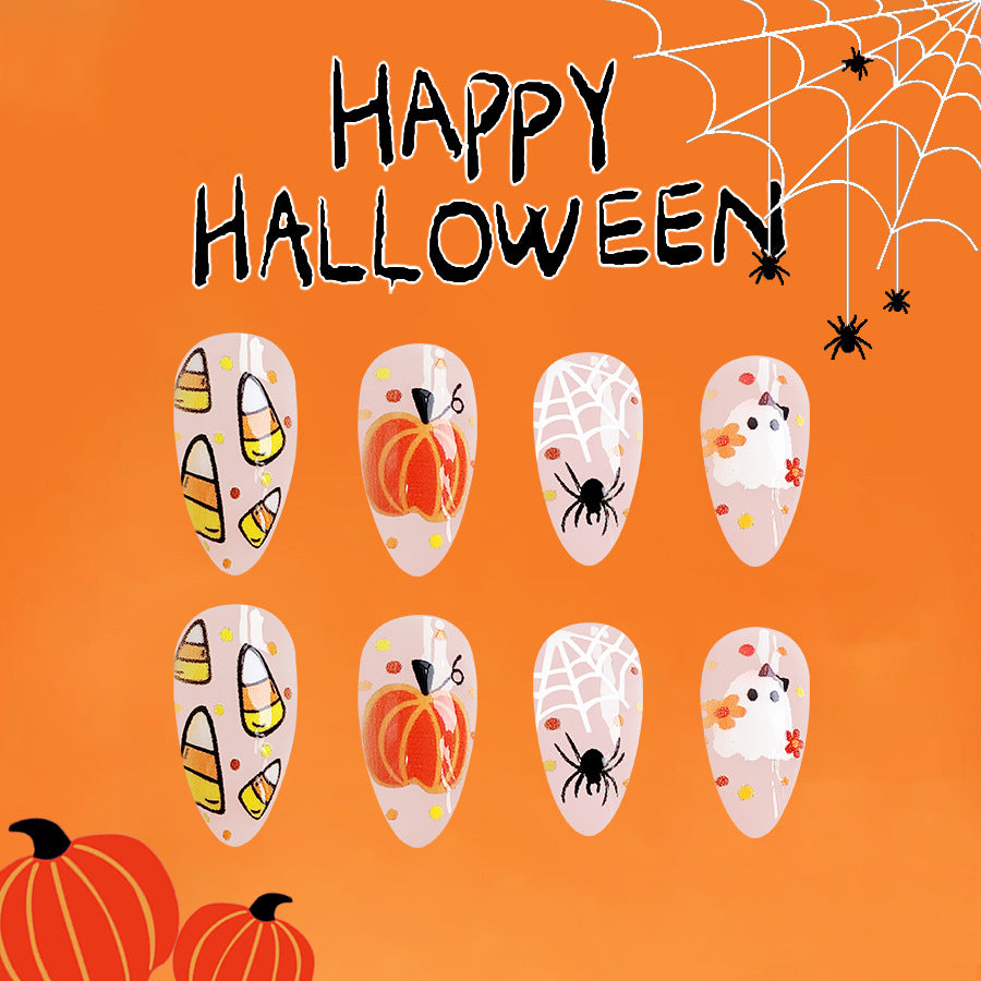 No.AW33 Halloween Cute Pumpkin Fingernails Patch 24pcs/Set