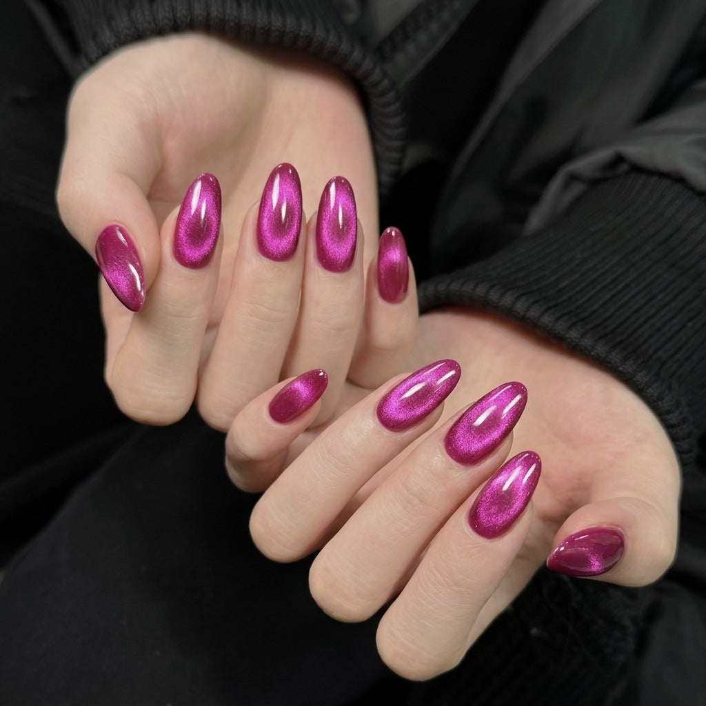 No.F866 Rose Red Cat's Eye Fingernails Patch 24pcs/Set
