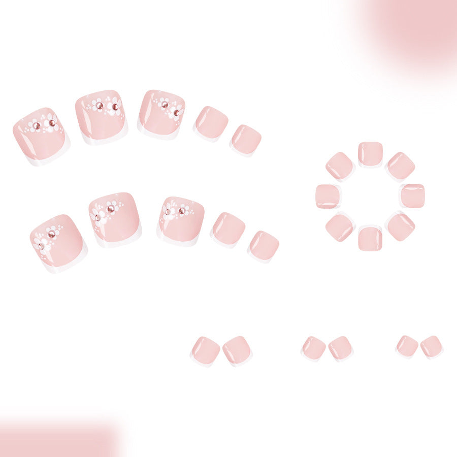 No.640 White Flowers Toenails Patch 24pcs/Set