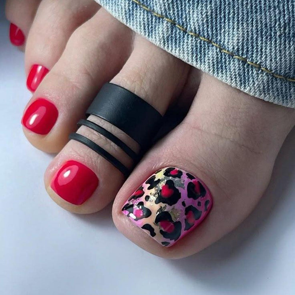 No.705 Leopard Heart Toenails Patch 24pcs/Set