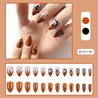 No.AW118 Halloween Orange Fingernails Patch 24pcs/Set