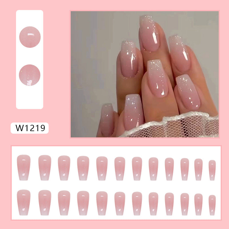 No.F77 Pink Gradient Fingernails Patch 24pcs/Set