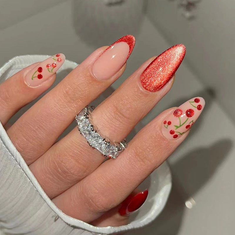 No.F566 Red Cat's Eye Fingernails Patch 24pcs/Set