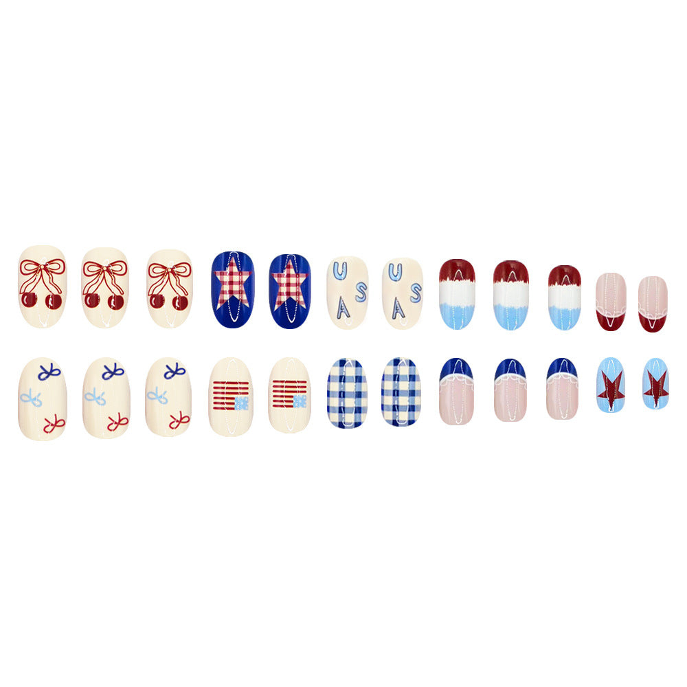 No.F757 Cherry Bow Fingernails Patch 24pcs/Set