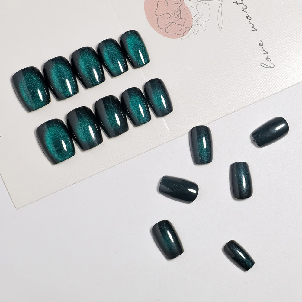 No.F728 Green Cat's Eye Fingernails Patch 24pcs/Set
