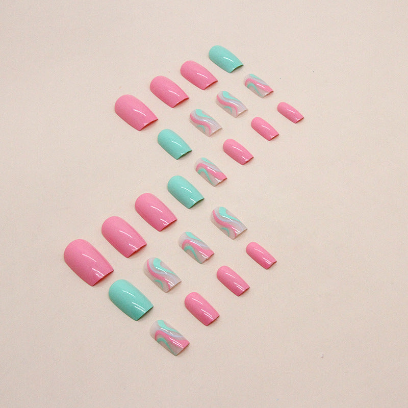 No.F99 Ripple Fresh Green Fingernails Patch 24pcs/Set