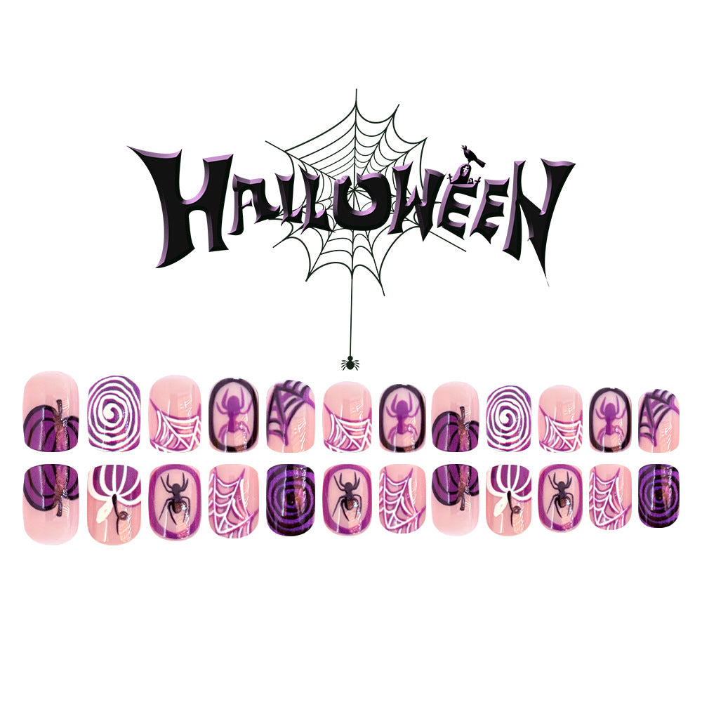 No.AW135 Halloween Purple Spider Fingernails Patch 24pcs/Set