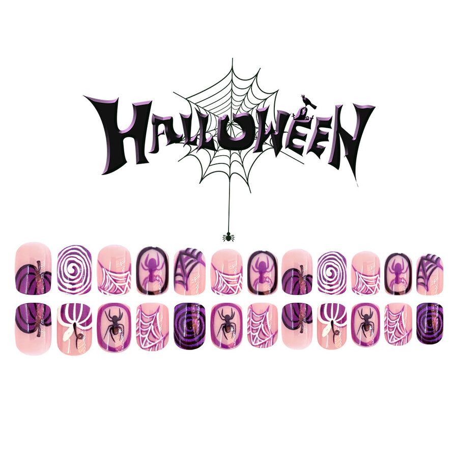 No.AW135 Halloween Purple Spider Fingernails Patch 24pcs/Set