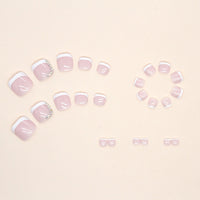 No.143 Cute Light Pink French Wear Toenails 24pcs/Set