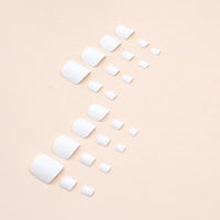 No.140 White Glossy Press On Toenails 24pcs/Set