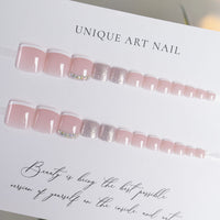 No.179 Glitter Pink Diamond Toenails Patch 24pcs/Set