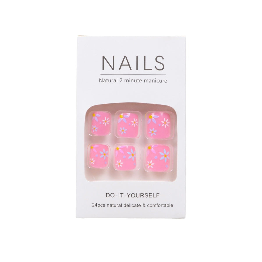 No.307 Pink Flower Toenail Patch 24pcs/Set