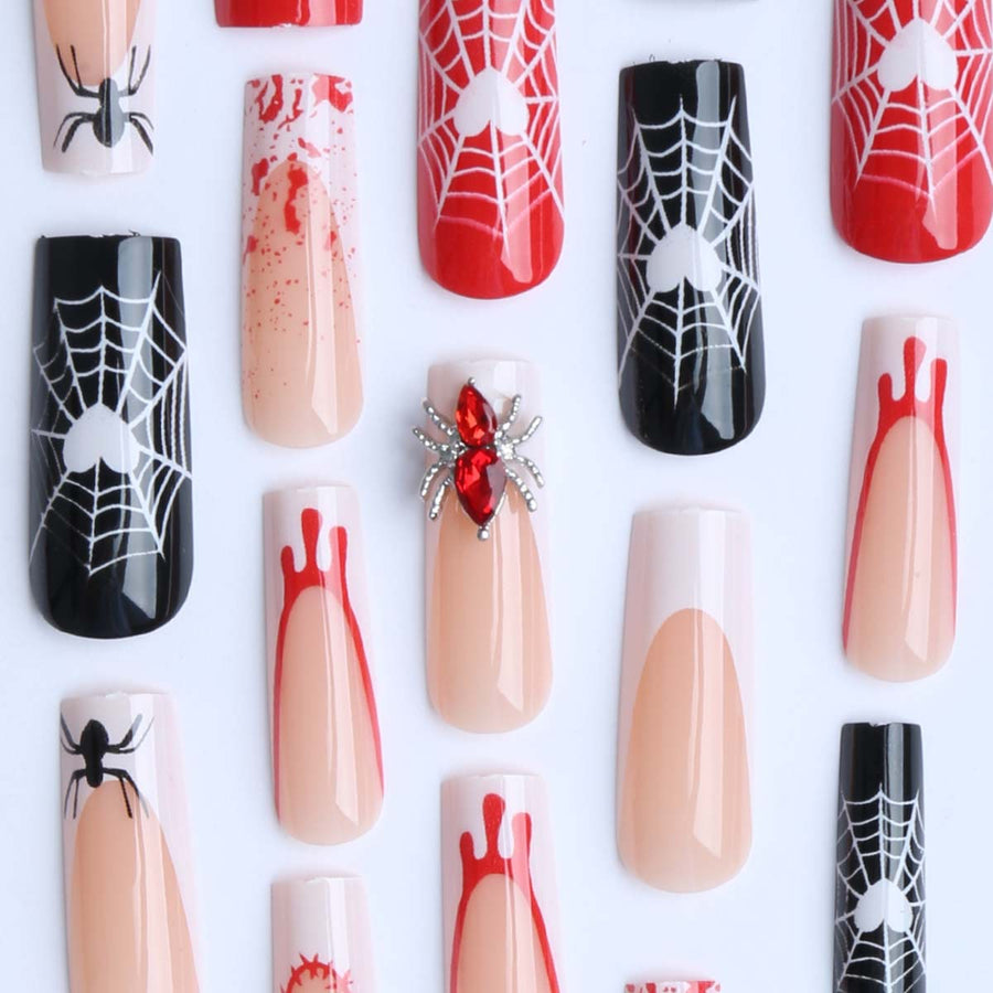 No.AW158 Halloween Spider Blood Fingernails Patch 24pcs/Set