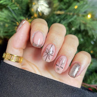 No.CM109 Christmas Glitter Bow Fingernails Patch 24pcs/Set