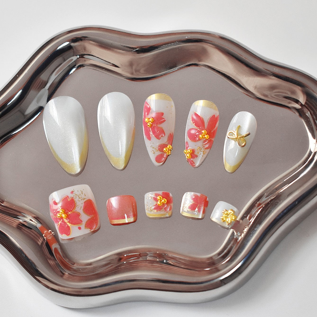 No.PSN86 Butterfly Flowers Hand & Toe Pair Set-48pcs