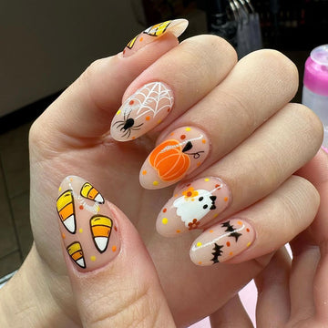 No.AW33 Halloween Cute Pumpkin Fingernails Patch 24pcs/Set