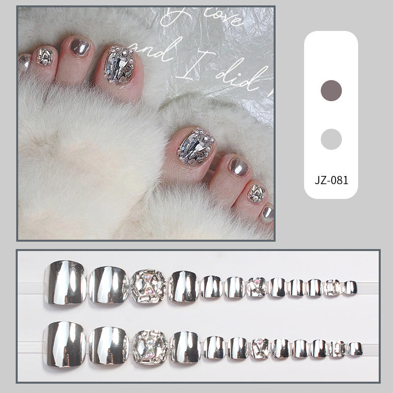 No.148 Silver Shiny Diamond Stickers Toenails 24pcs/Set