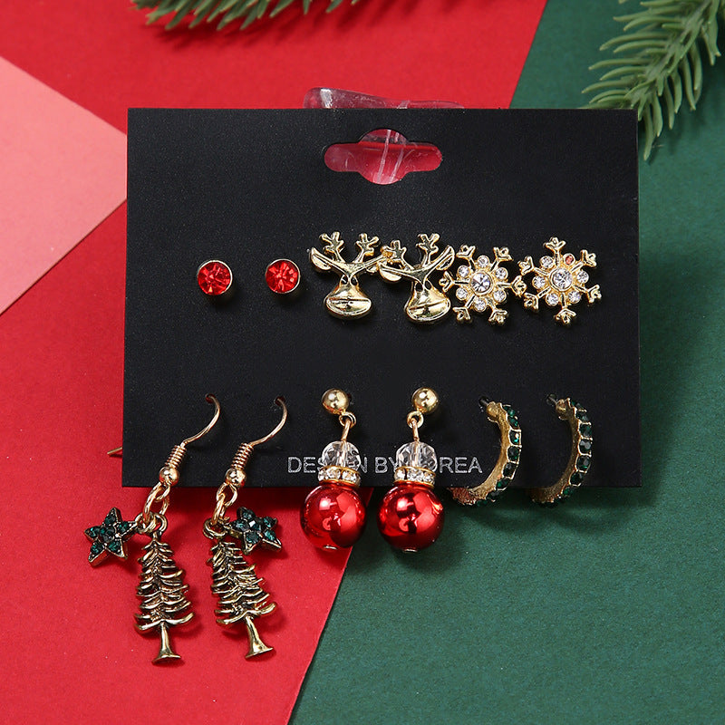 No.JR12 6 pairs/set Christmas Earrings Set