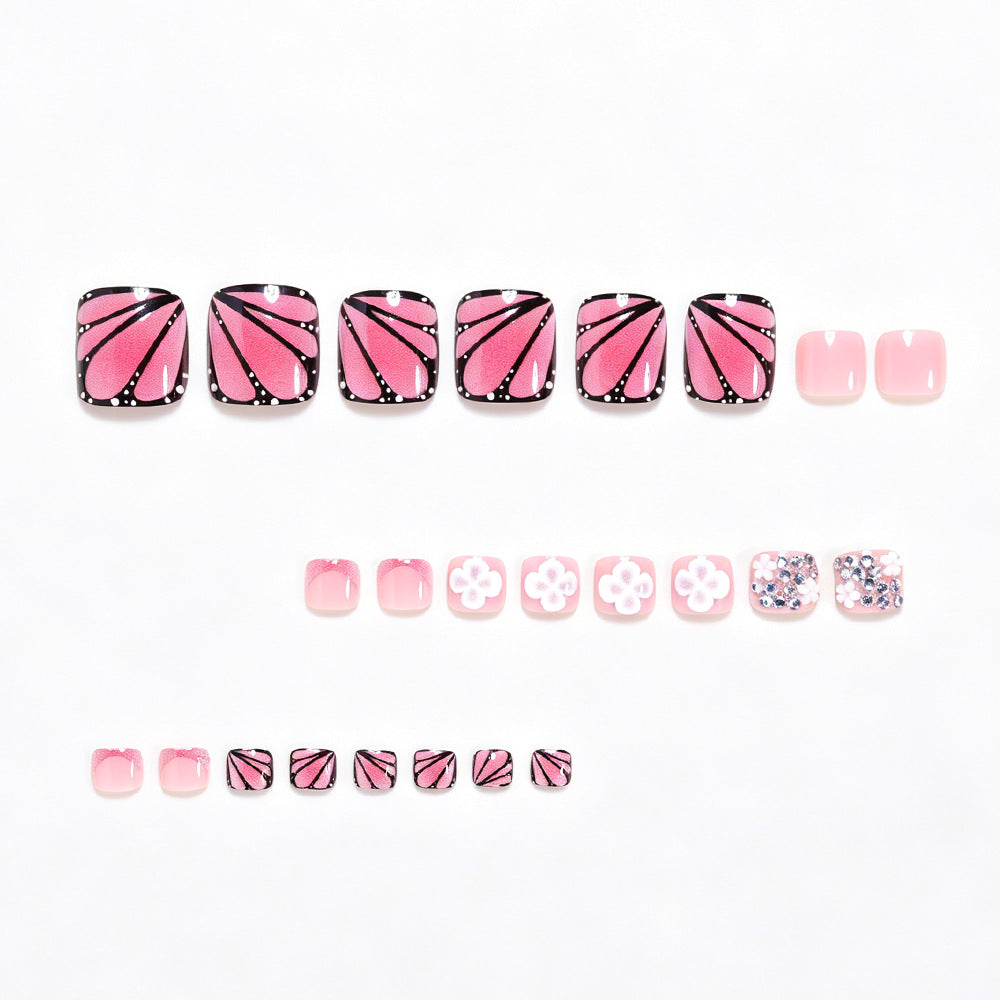 No.796 Pink Butterfly Toenails Patch 24pcs/Set