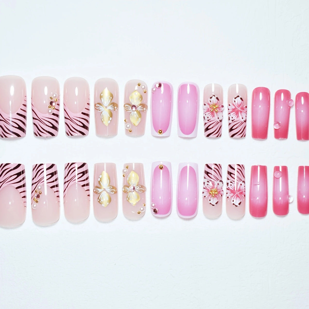 No.F683 Leopard Print Flowers Fingernails Patch 24pcs/Set