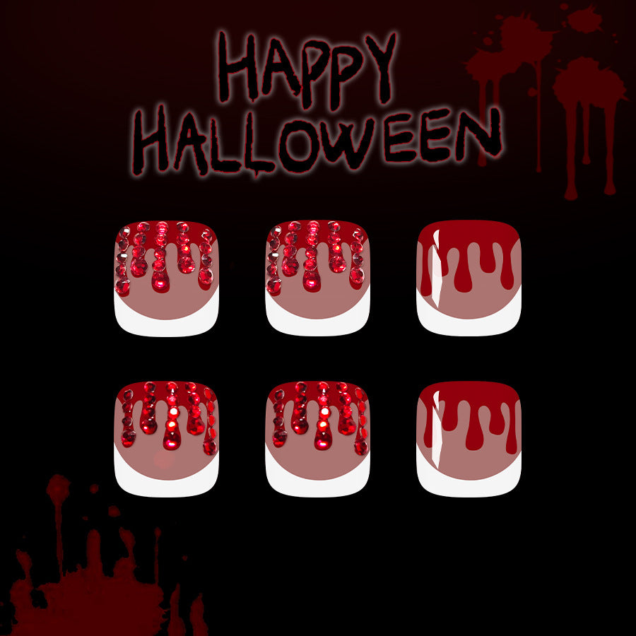 No.AW127 Halloween Dark Red Toenails Patch 24pcs/Set