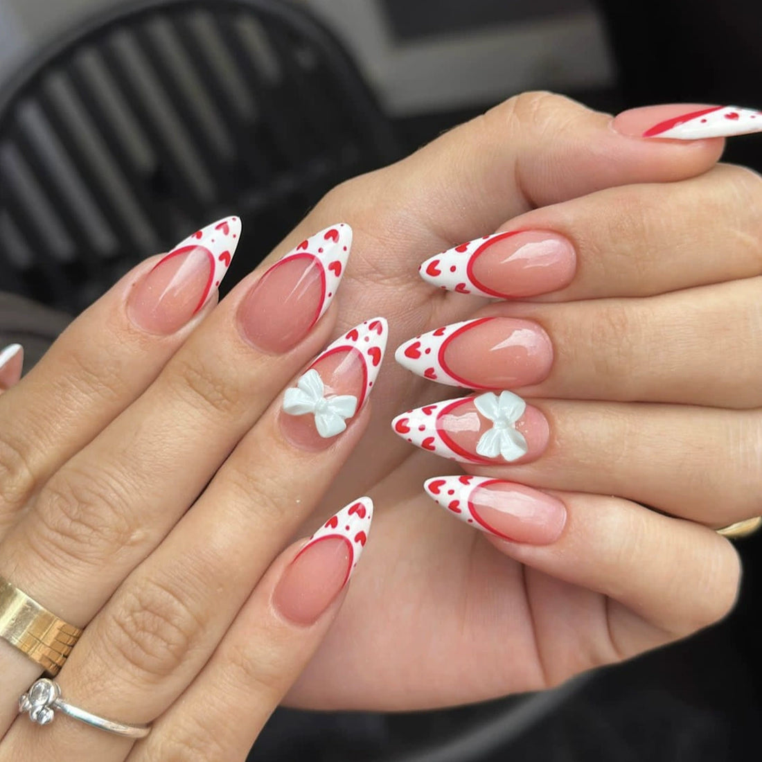 No.VN40 White Love Fingernails Patch 24pcs/Set