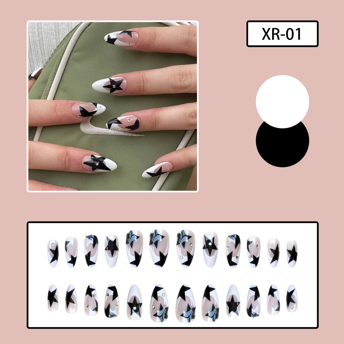 No.F140 Black Rhinestones Fingernails Patch 24pcs/Set