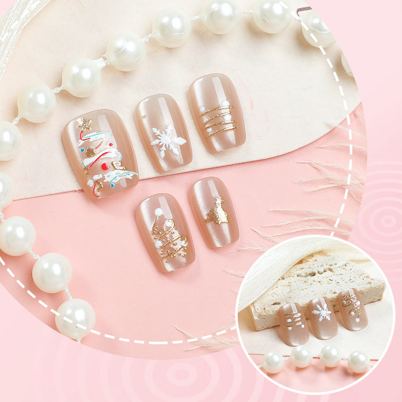No.F831 Gold Cat's Eye  Fingernails Patch 24pcs/Set